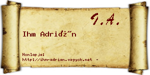 Ihm Adrián névjegykártya